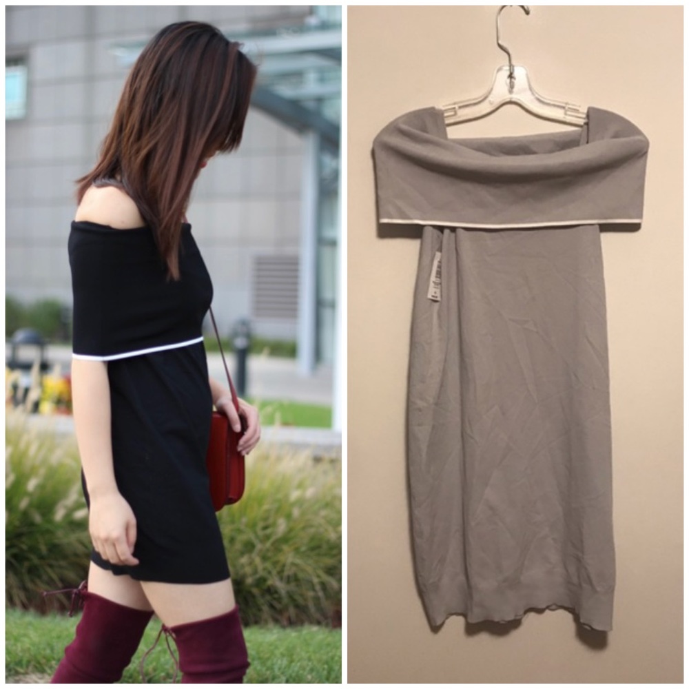 ARITZIA Wilfred Free Maraschi Fall Off the Shoulder Lune Oak Gray Dress XS